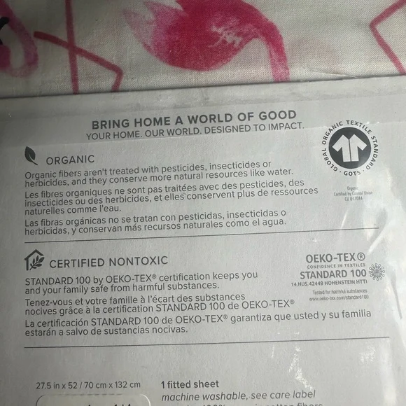 NEW! Pottery Barn Flamingo Organic Crib Sheet - Pink and White - Picture 4 of 4